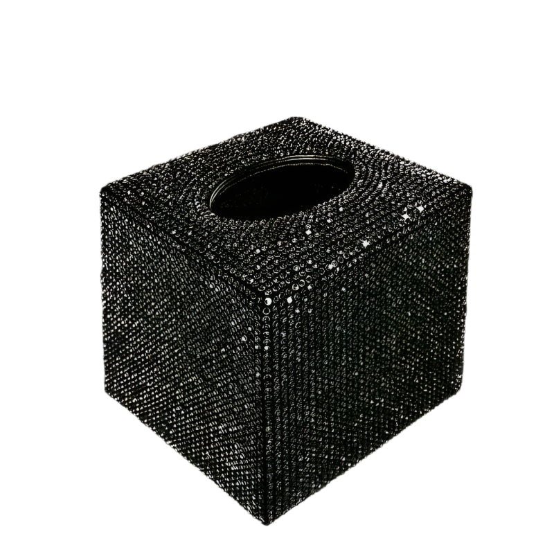 Black Rhinestone Tissue Box Cover - Dimensions: 13.5CM