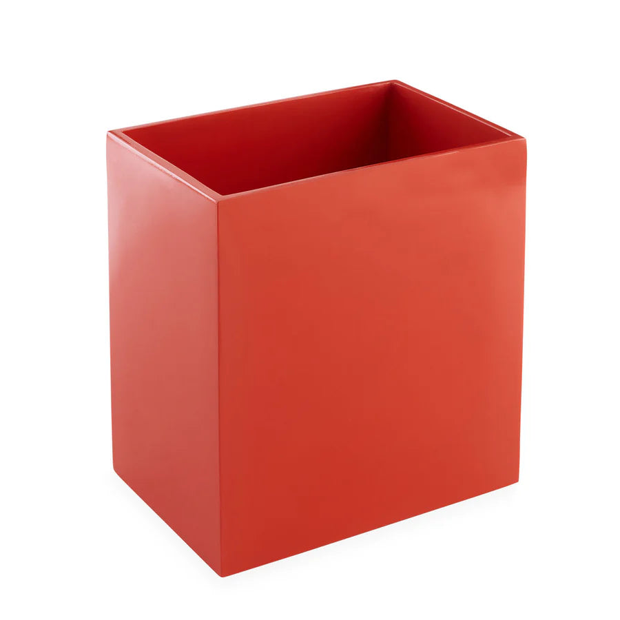 Wastepaper Bin Orange Lacquer 23.5 cm W, 15.9 cm D, 25.4 cm H