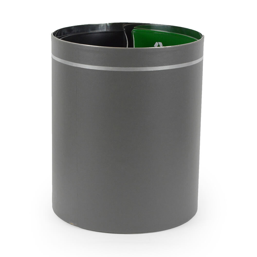 Wastepaper Bin Grey metal with metallic silver detail L 25cm x W 25cm x H 30cm