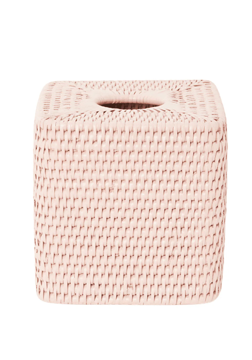 Pink Rattan Cubed Tissue Box Cover - 14cm