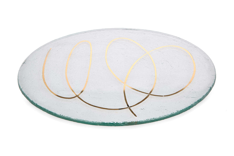Shene - Round Glass Plate With Gold Pattern