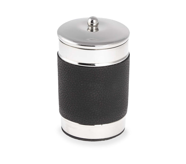 Otto - Bath Salt Container in Polished Metal With Leather Band
