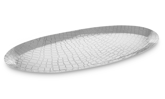 Hampstead - Oval Embossed Animal Print Metal Amenity Tray 30cm