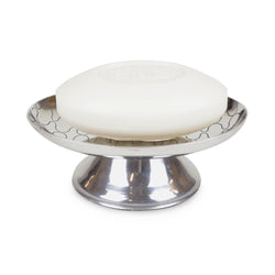 Novello - Polished Metal Soap Dish with Embossed Pattern