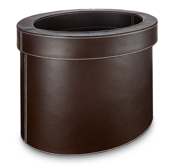 Farringdon - Oval Faux Leather Waste Bin - Dimensions: L33 x W24 x H26 cm