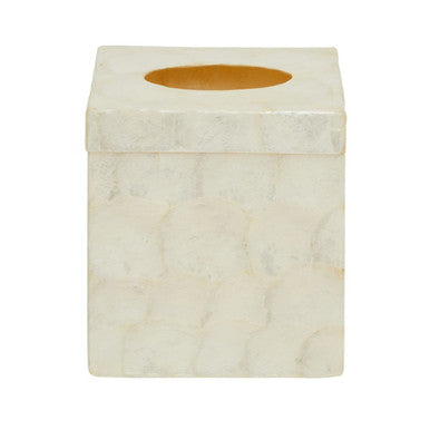 Palu White Shell Square Tissue Box 14cm
