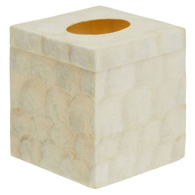 Palu White Shell Square Tissue Box 14cm