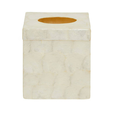 Palu White Shell Square Tissue Box 14cm