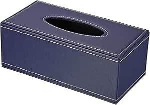 Tatem - Blue Faux Leather Rectangular Tissue Box Cover