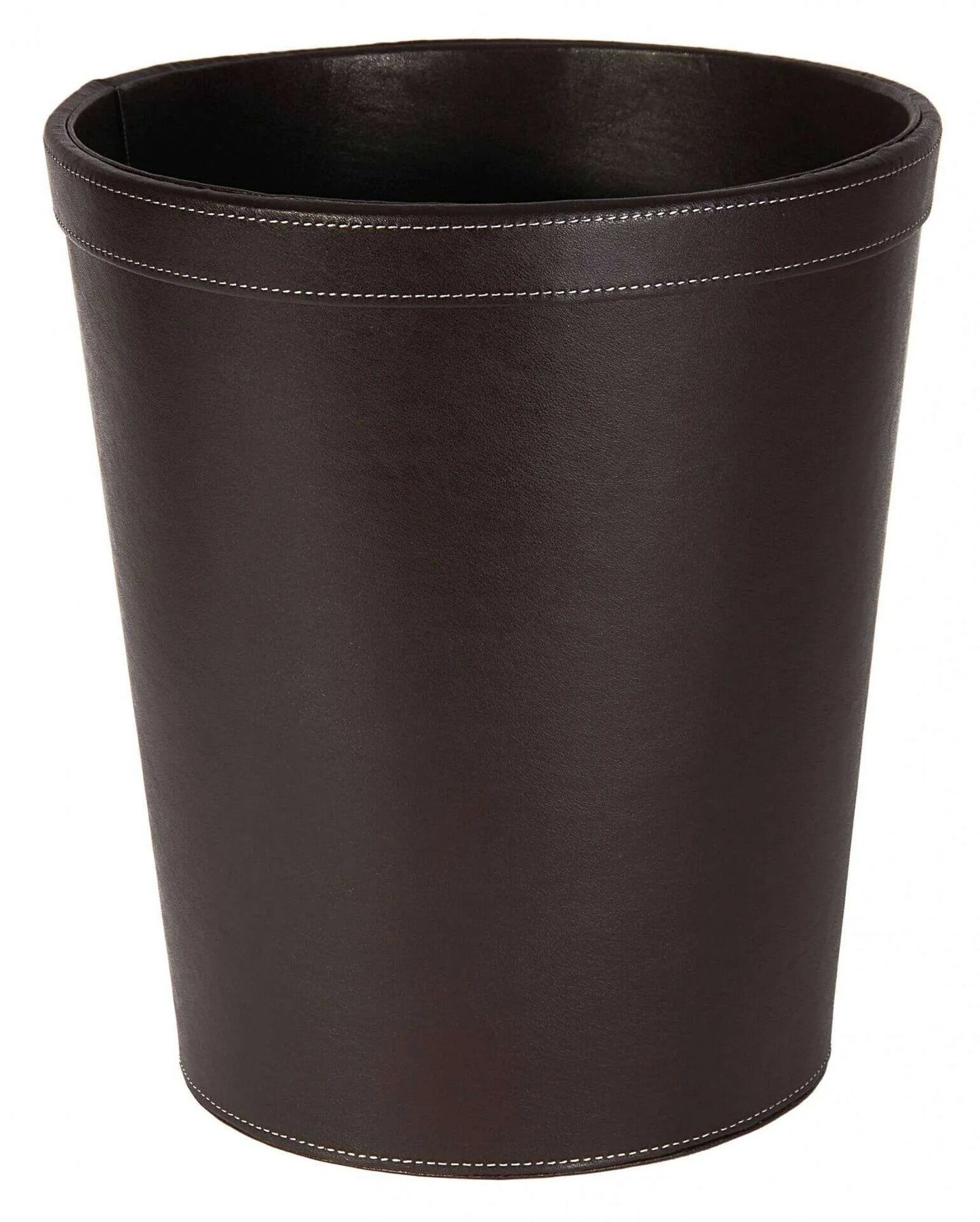 Brown Circular Faux Leather Wastebin -  Dimension:H29cm x W26cm