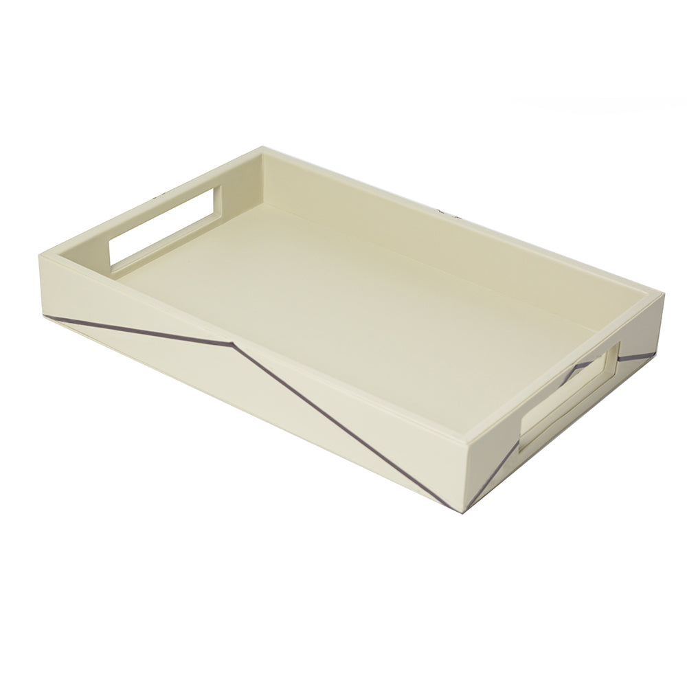 Aldersham Tray - Cream Leather Finish  - Size - 30cm by 25cm - NEW
