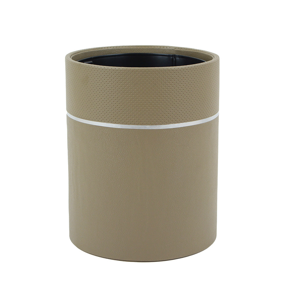 Audling  - Beige Faux Leather Waste Bin with Pattern - Dimensions: 20cm x H25cm - NEW