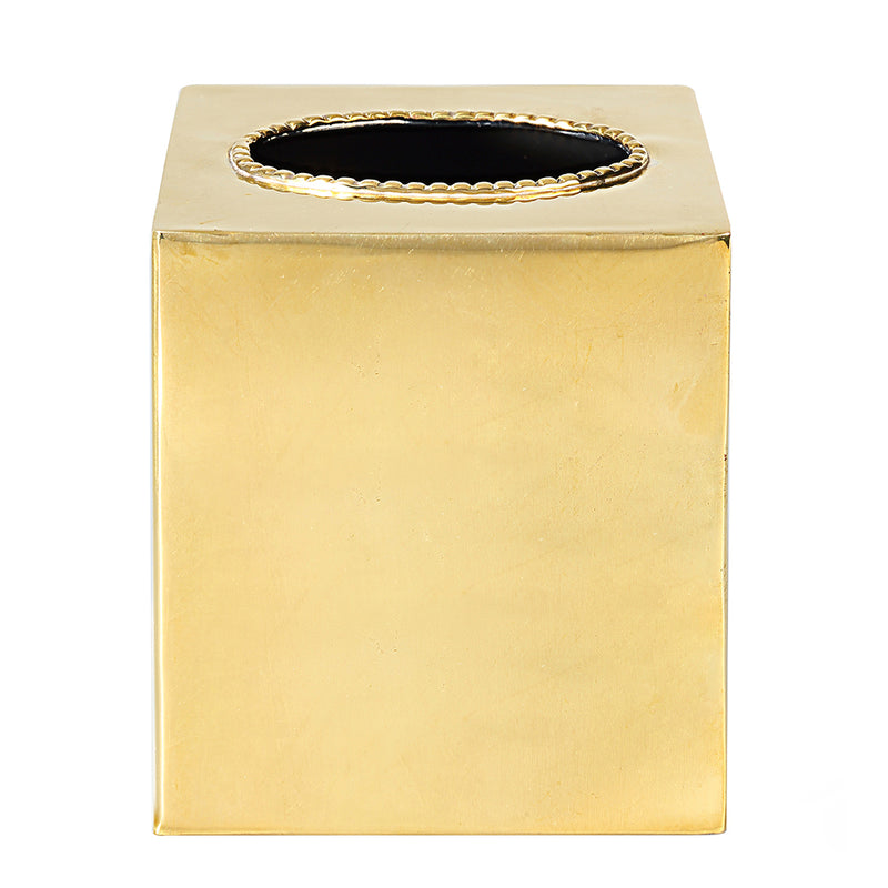 Nevel - Polished Brass Gold Tissue Box Cover - 13cm
