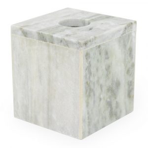 Akerly - White textured marble cubed tissue box  - 13cm