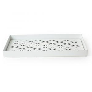 Abben Tray - White metal with pattern cut out and antique copper L 25cm x W 15.5cm x H 2.5cm