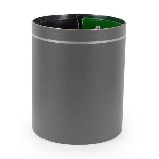 Wastepaper Bin Grey metal with metallic silver detail L 25cm x W 25cm x H 30cm