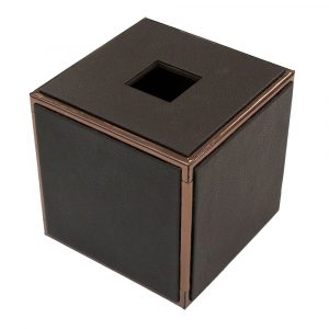 Martin Lane  - Brown faux leather with bronze leatherette trim L 13.5cm x W 13.5cm x H 13.5cm