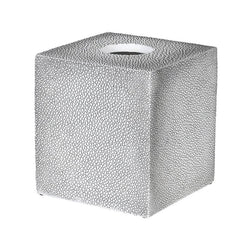 Grande Grey - Grey Faux Shagreen Square Tissue Box Holder - 13cm