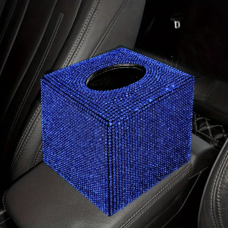 Blue Rhinestone Tissue Box Cover -   Dimensions: 13.5CM