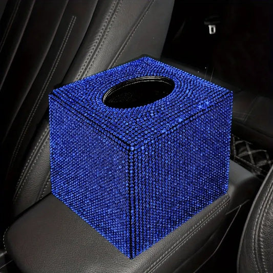 Blue Rhinestone Tissue Box Cover -   Dimensions: 13.5CM