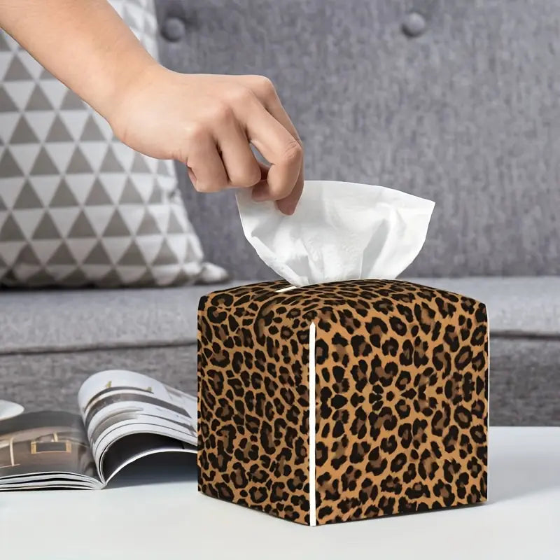 Leopard  Cubed Tissue Box Cover - 13cm