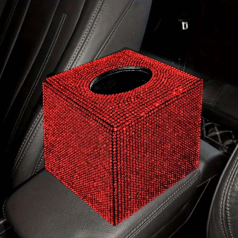 Red Rhinestone Tissue Box Cover -   Dimensions: 13.5CM - NEW TO THE RANGE