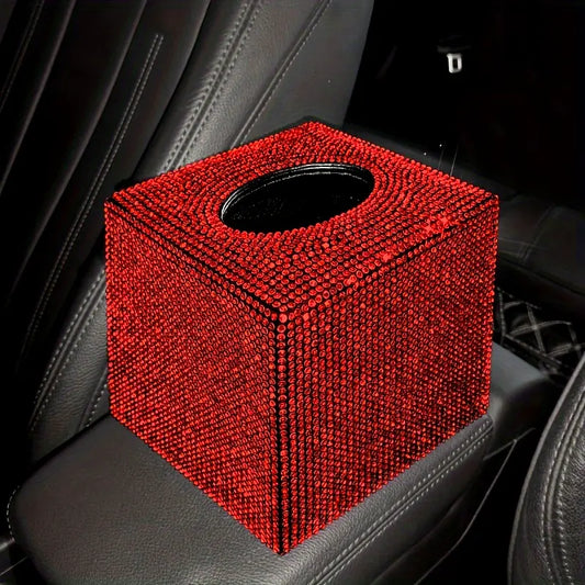 Red Rhinestone Tissue Box Cover -   Dimensions: 13.5CM - NEW TO THE RANGE