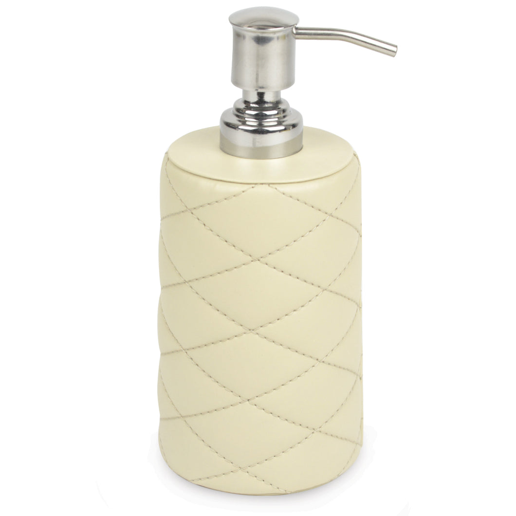 NEW | Chanil - Cream Cross Stitch Faux Leather Soap Dispenser