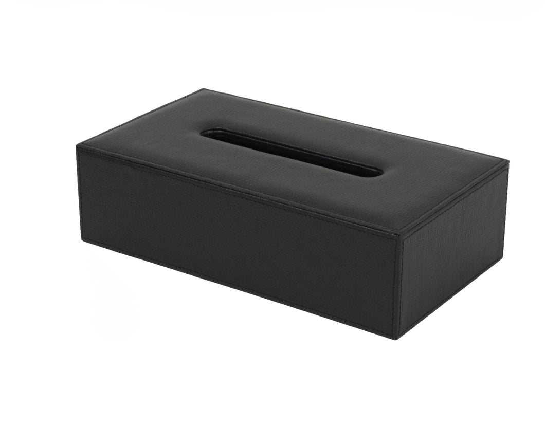 Tatler - Black Faux Leather Rectangular Tissue Box Cover