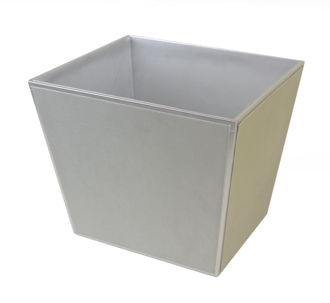 Aldershot - Silver Rectangular Faux Leather Waste Bin L31cm x W27 x H26cm