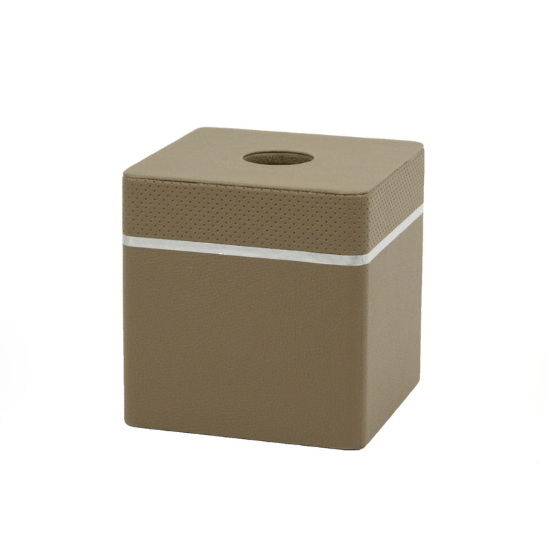 Audling - Beige Leather Cubed Tissue Box Cover - Dimensions 13cm - NEW