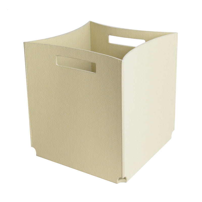 Agarr Grove - Cream Faux Leather Waste Bin - Dimensions: L24cm H27cm