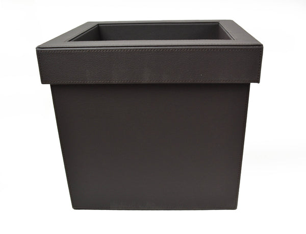 Barbicana - Brown Faux Leather Waste Bin - Dimensions:   W30 x H28 cm