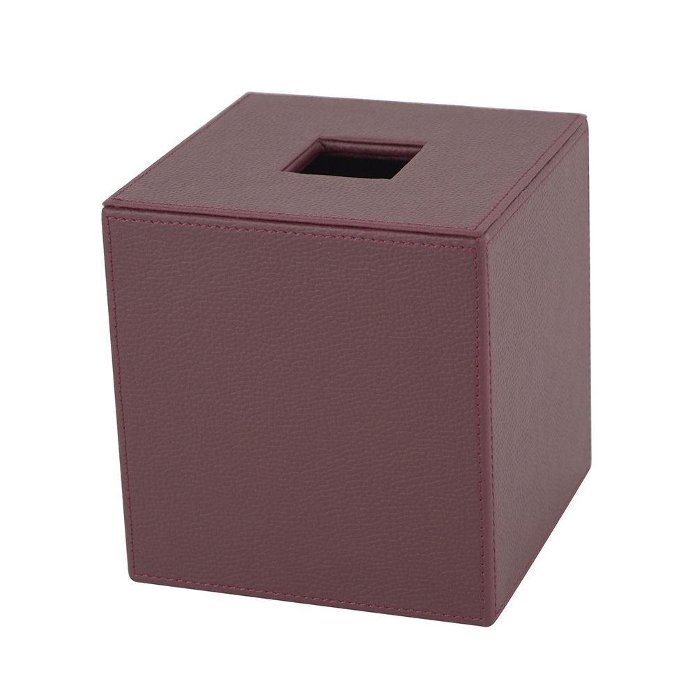 Maroon Leather Tissue Box Cover