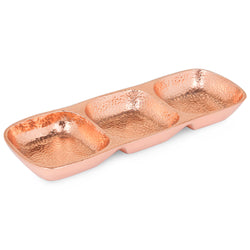 Beedon - Shiny Hammered 3 Compartment Copper Snack Bowl