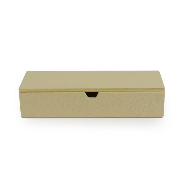 Downing - BeigeFaux Leather Stationary Box