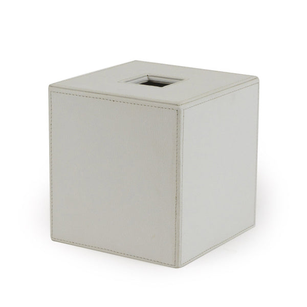 Carnaby - White Leather Tissue Box Cover with circular opening