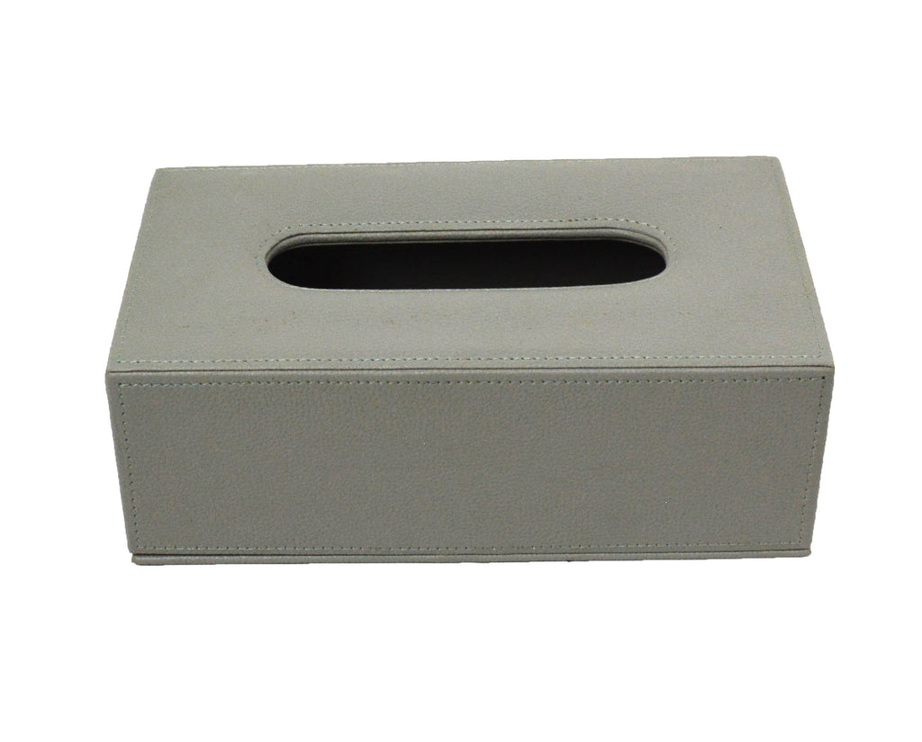 Tatem Grey Faux Leather Rectangular Tissue Box Cover