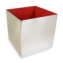 Load image into Gallery viewer, Blake - Silver and Red Metal Waste Bin
