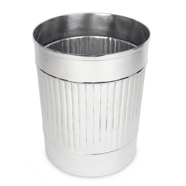 Bakerloo - Polished metal waste bin with a ribbed pattern - Dimensions: W20cm x H26cm