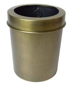 Wastepaper Bin Compact Cicular round matt antique metal finish with lid cover