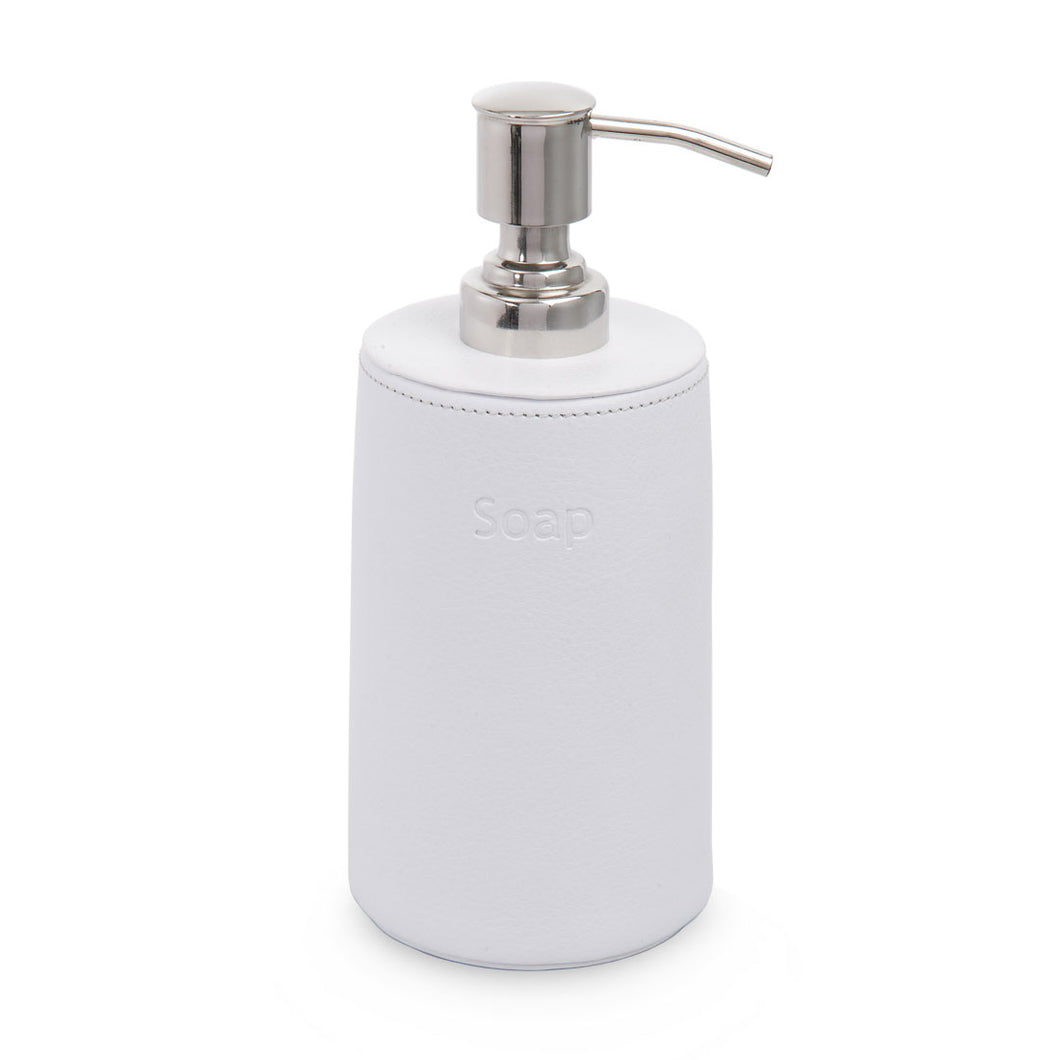 White City - White Leather Soap Dispenser