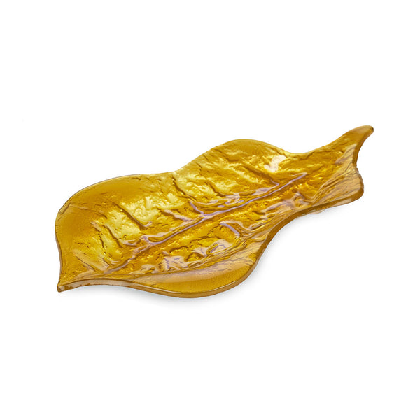 Gasper - Yellow Golden Leaf Shaped Glass Tray