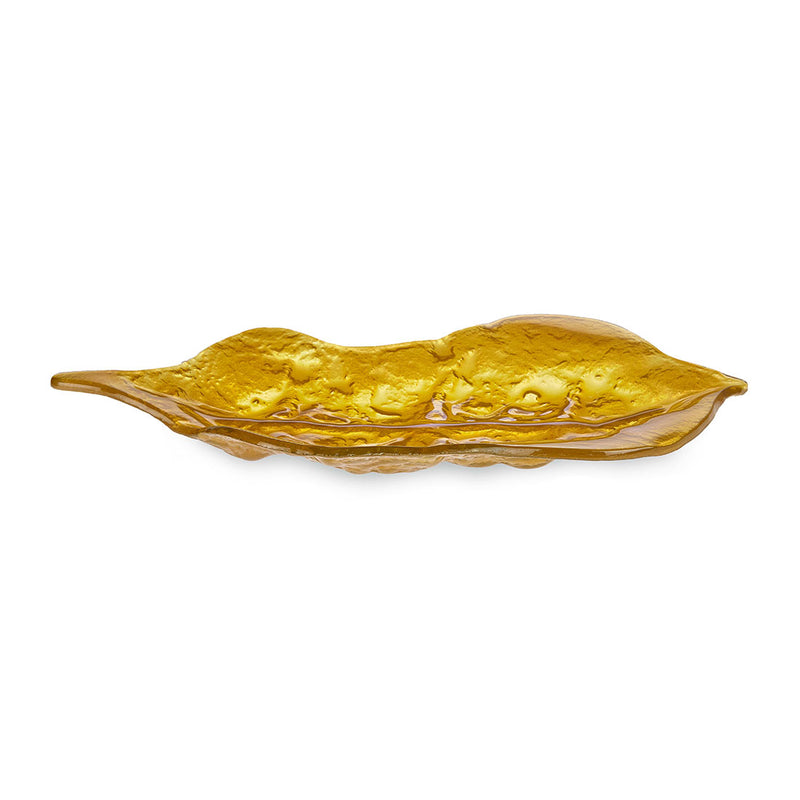 Gasper - Yellow Golden Leaf Shaped Glass Tray