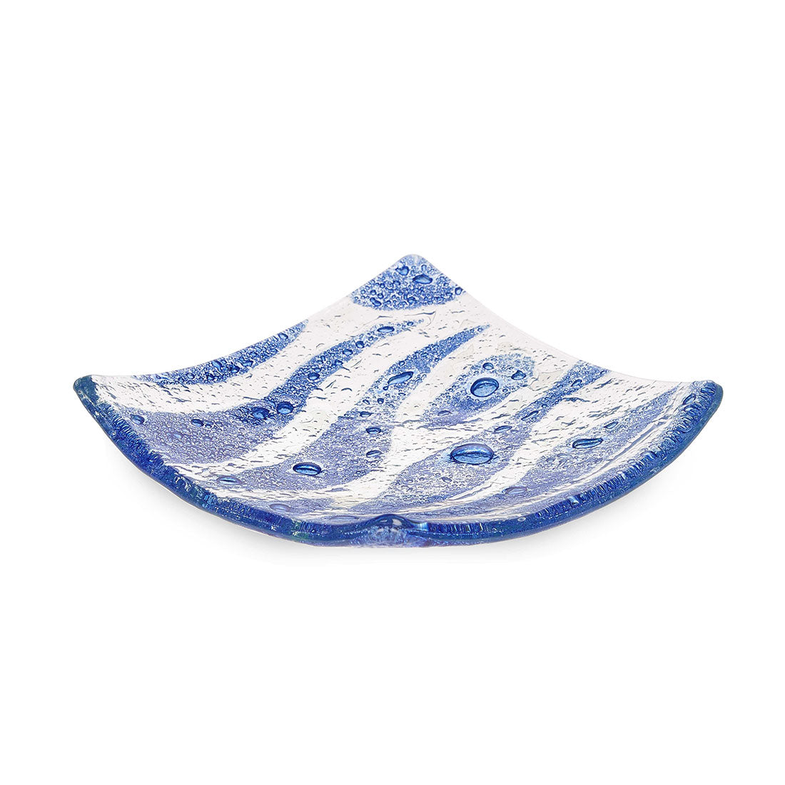 Phoenix - Textured Glass With Blue Wave Pattern Tray