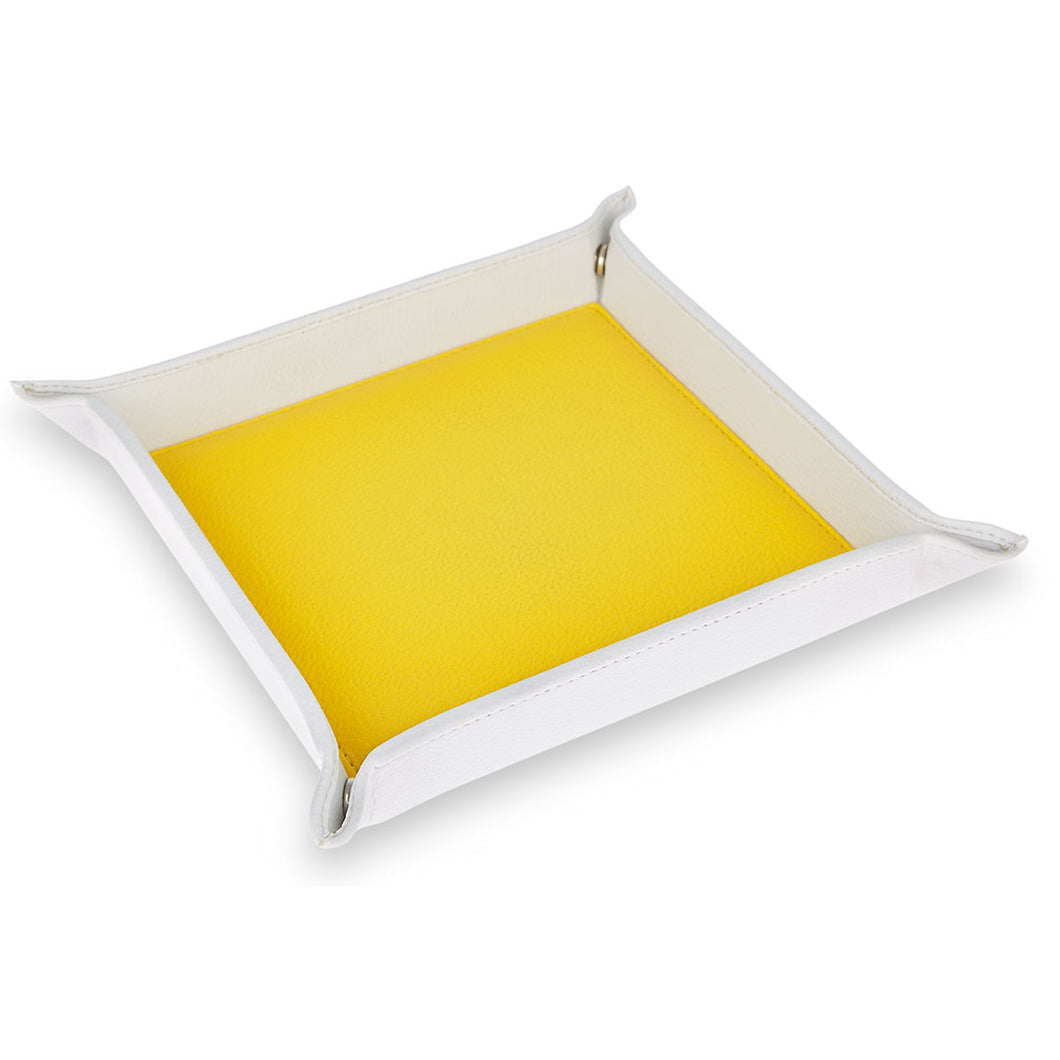 Victoria - White & Yellow Faux Leather Trinket Tray