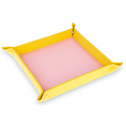 Victoria - Yellow & Pink Faux Leather Trinket Tray