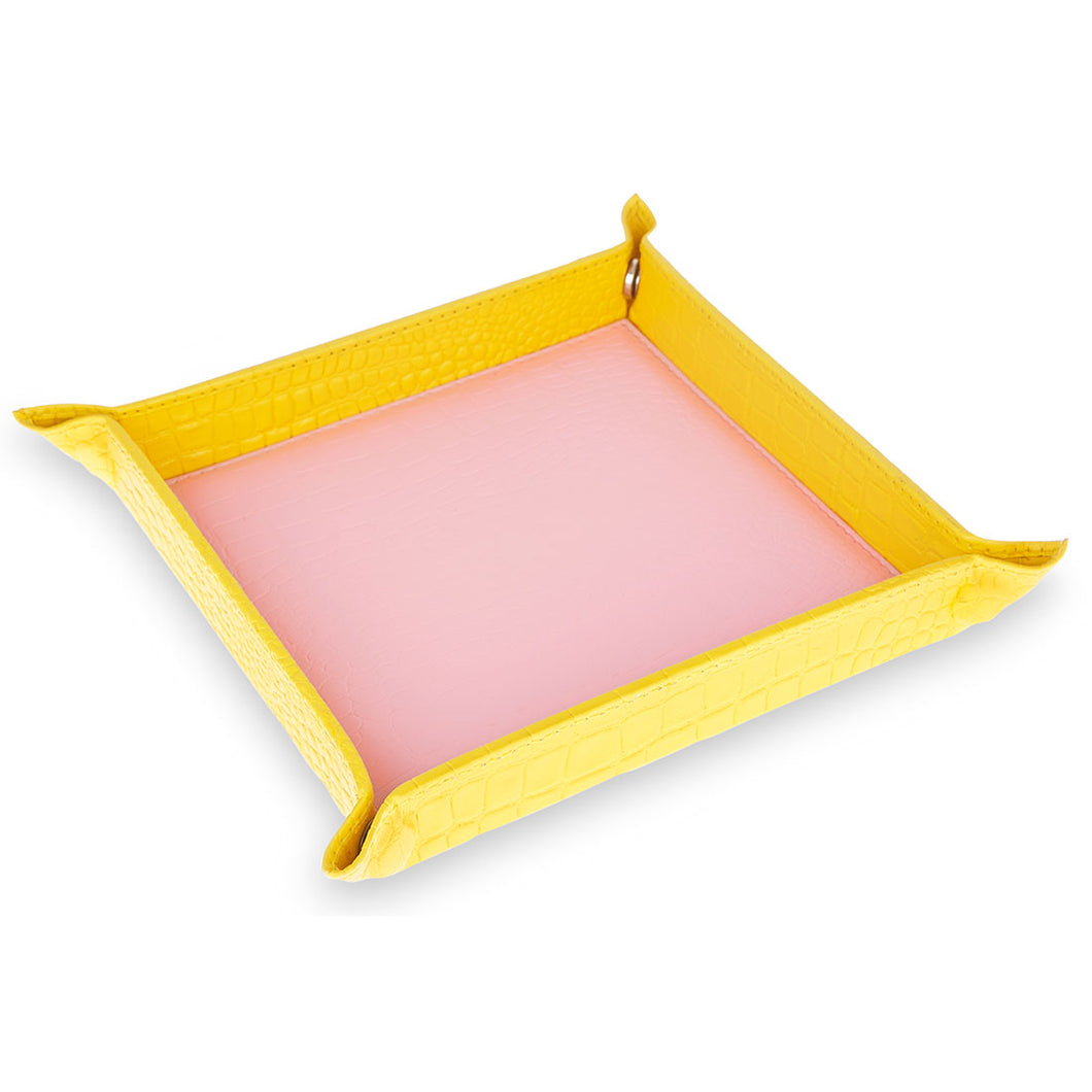 Victoria - Yellow & Pink Faux Leather Trinket Tray