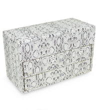 Load image into Gallery viewer, Impero - Reptile Print Black and White Faux Leather three tiered Jewellery Box

