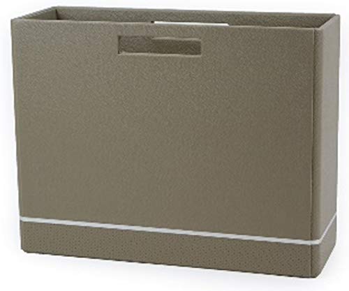 Audling - Beige and Silver Faux Leather Magazine Holder - Dimension: L 39cm x w 14cm x H 30cm